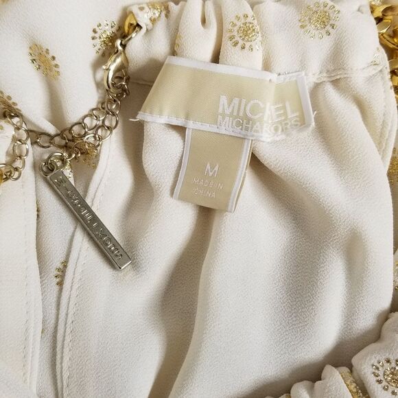 Michael Kors Metallic Gold Sleeveless Chain Top Medium - Picture 13 of 15